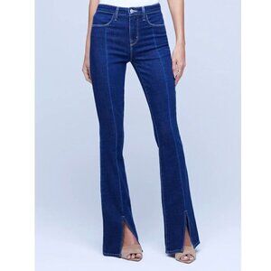 NWT L'Agence Beatrix High Rise Baby Boot with Slit Blue Jeans - Size 25